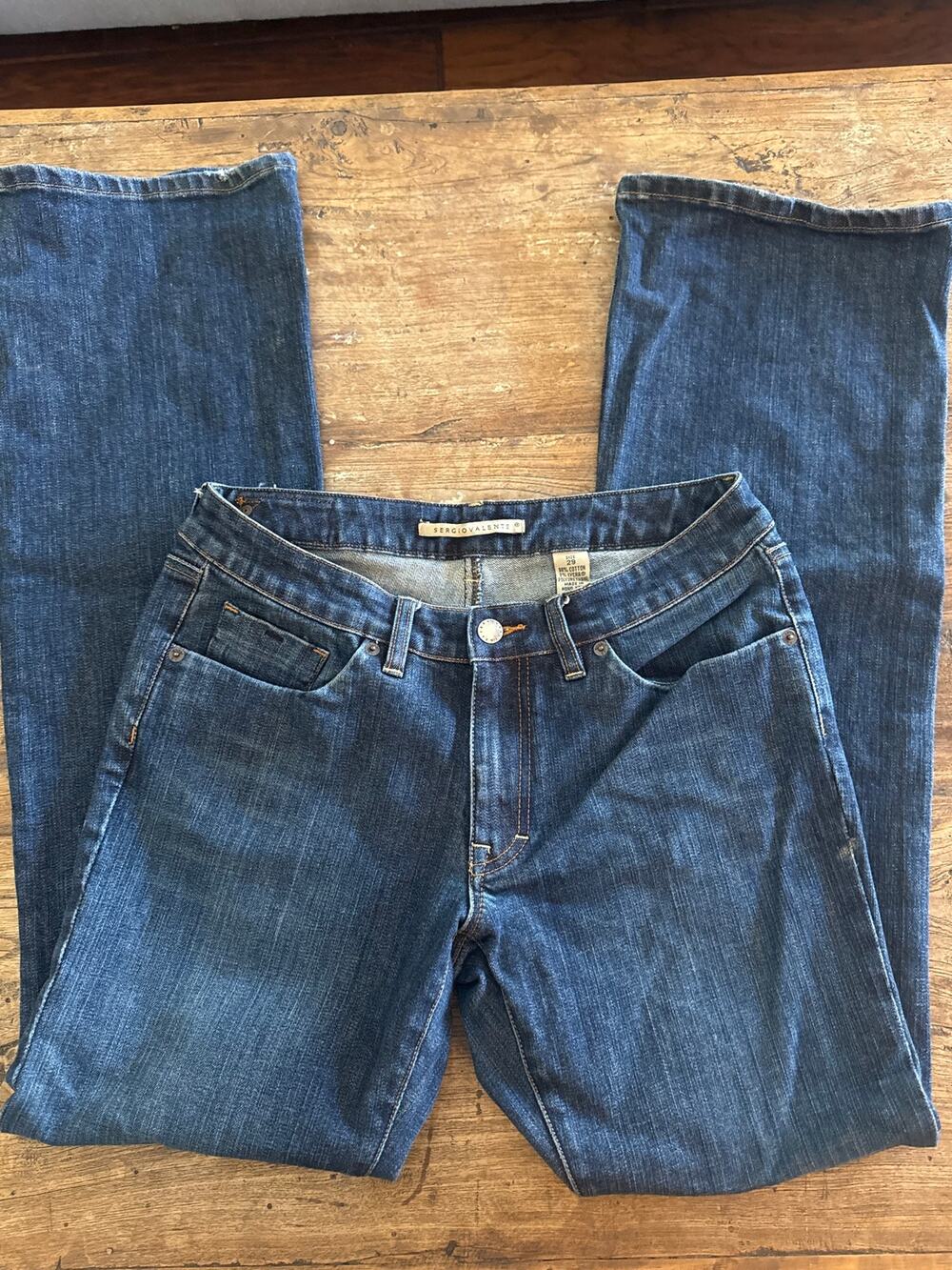 Sergio Valente low rise flare leg blue wash denim jeans 29